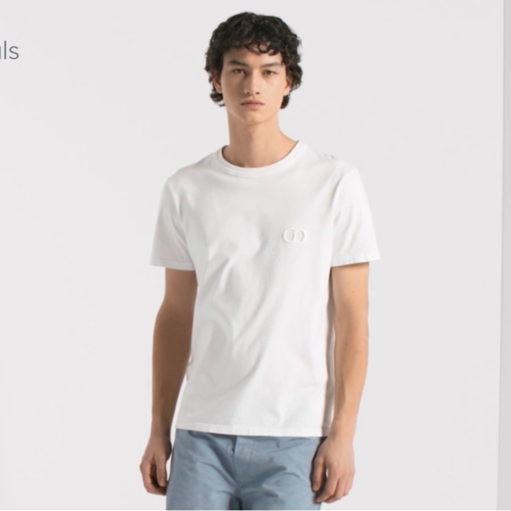 Dior Authentic As-Is Men's Essential White Logo T-shirt Sz L